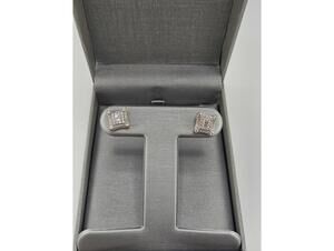 11mm Square Gold Vermeil Moissanite Stud Earrings, Screwbacks